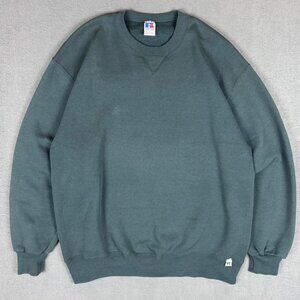 Russell Athletic Men's Green and Blue Sweatshirt